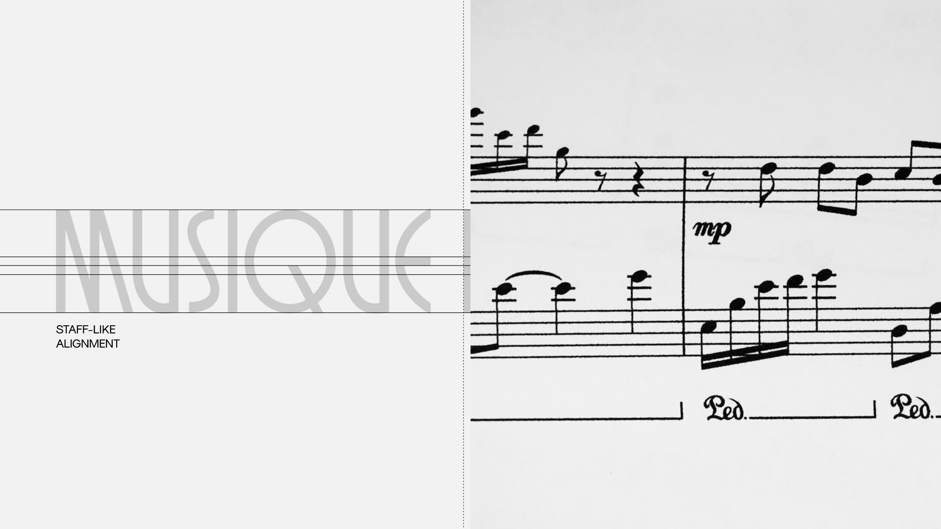 Musique Plaque staff-like alignment graphic paired with printed music notation