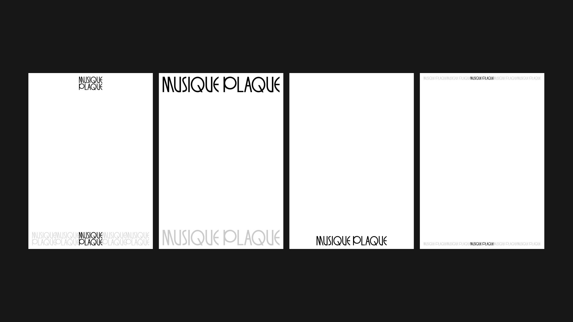 Musique Plaque logo placement variations on white posters