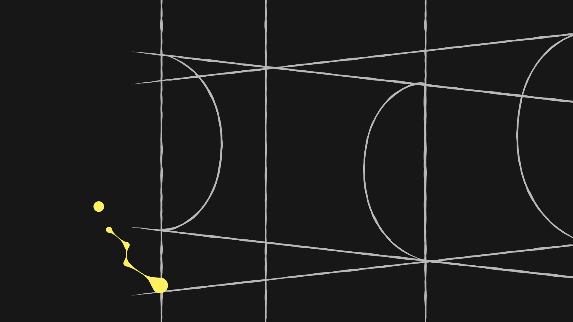 Black graphic field with staff-like lines and yellow accents